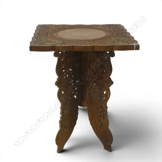 ORIENTAL CARVED WOODEN TABLE 455x455x560mm