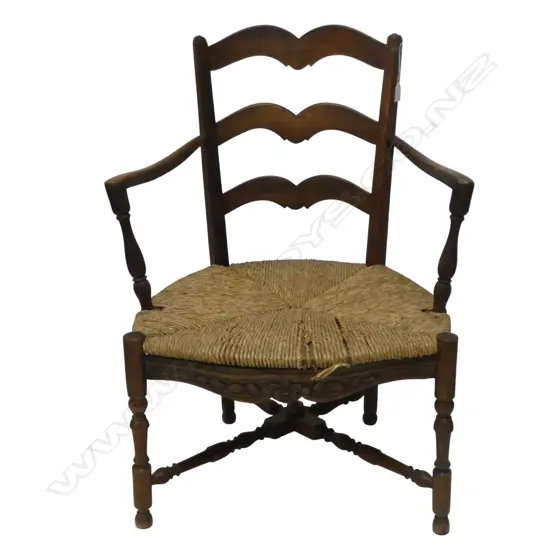LADDER BACK RUSH SEAT ARMCHAIR