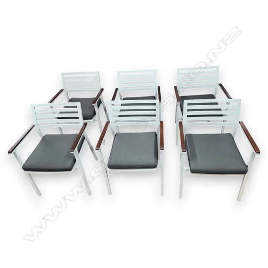 SET OF SIX OCEAN WAVE OUTDOOR CHAIRS WITH CUSHIONS 820 H x 570 mm