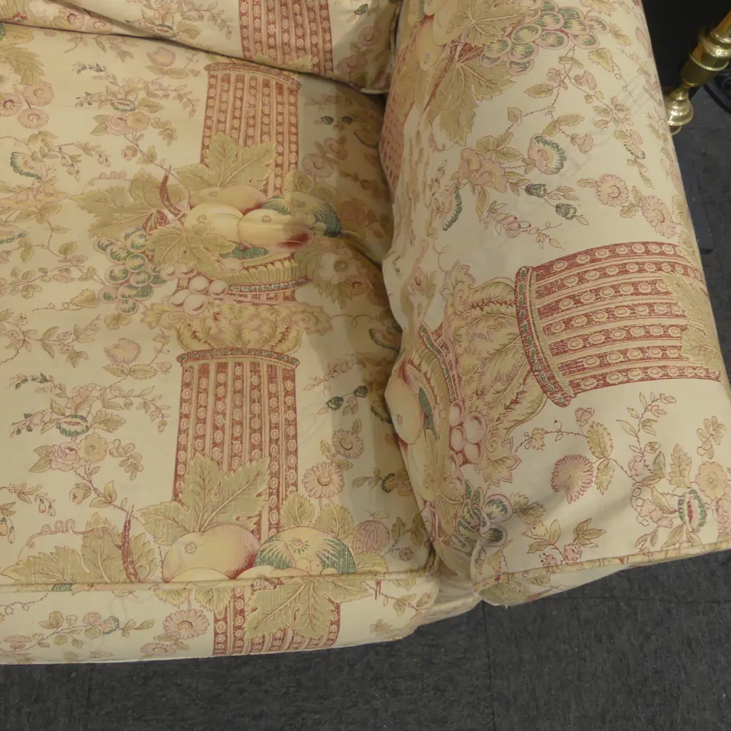 CUSTOM MADE (1991) UPHOLSTERED TWO SEATER SOFA OSBORNE AND LITTLE FABRIC DOWN FILLED CUSHIONS 1500x900x770mm Image 1++
