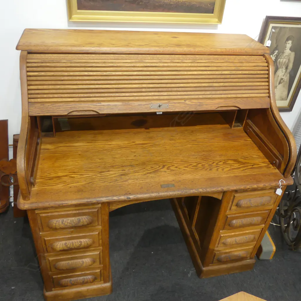 OAK ROLL TOP DESK 1260x820x1230mm Image 1++