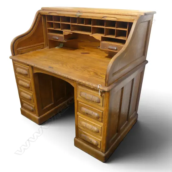 OAK ROLL TOP DESK 1260x820x1230mm