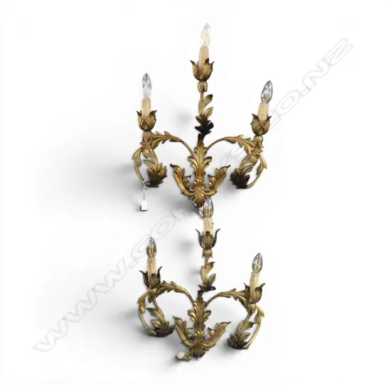 PR 3 LIGHT GOLD METAL WALL SCONCES H.550mm W.480mm