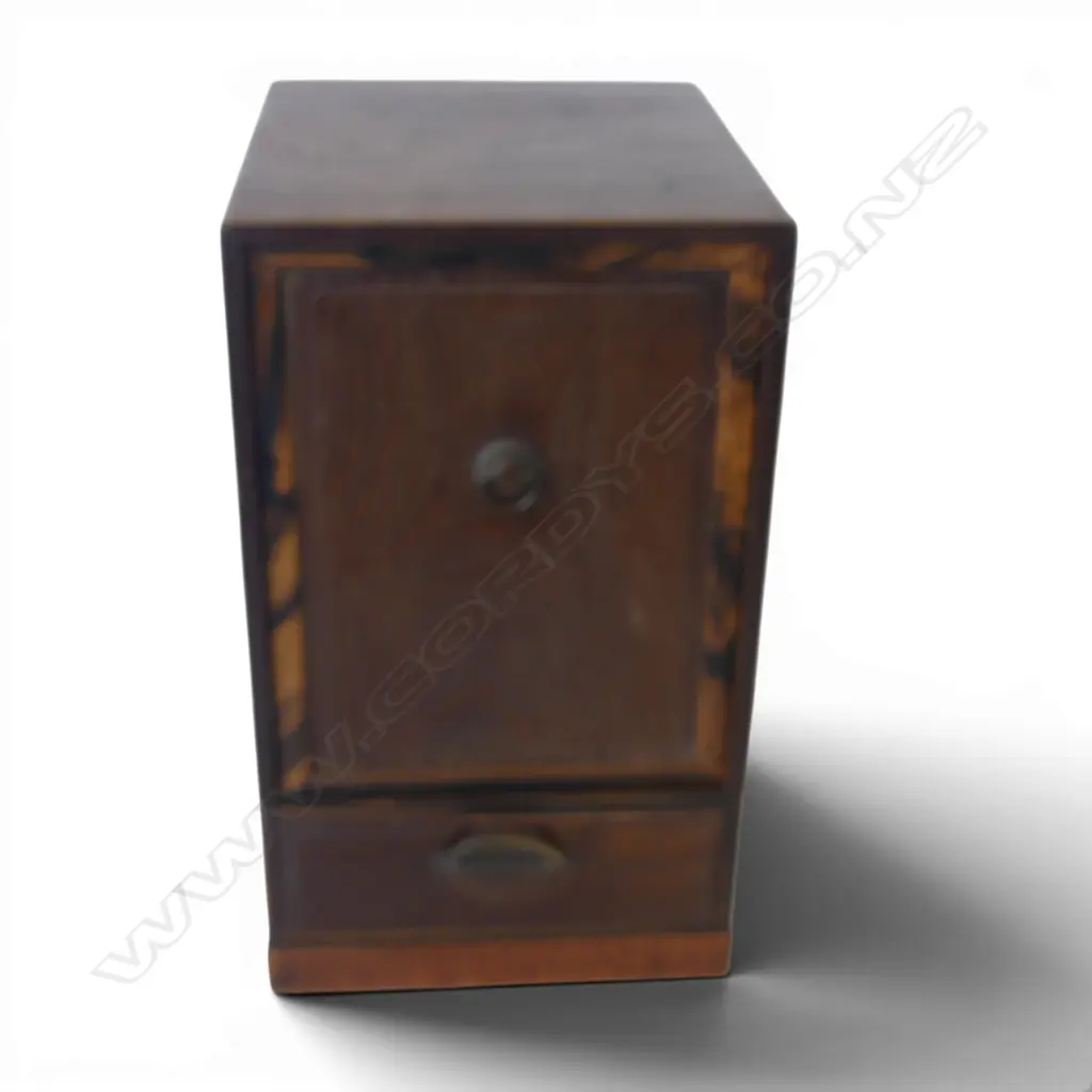 SMALL OLD JAPANESE ZELKOVA wood CABINET 1 lift-out door interior shelf + 1 drawer H.445mm Image 1++