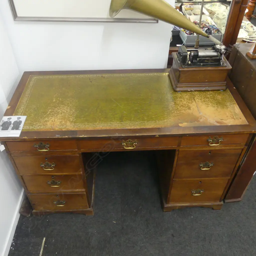 ANTIQUE DESK BELONGED TO COMMANDER EDWARD DISBROWE 1350x635x795mm faults Image 1++