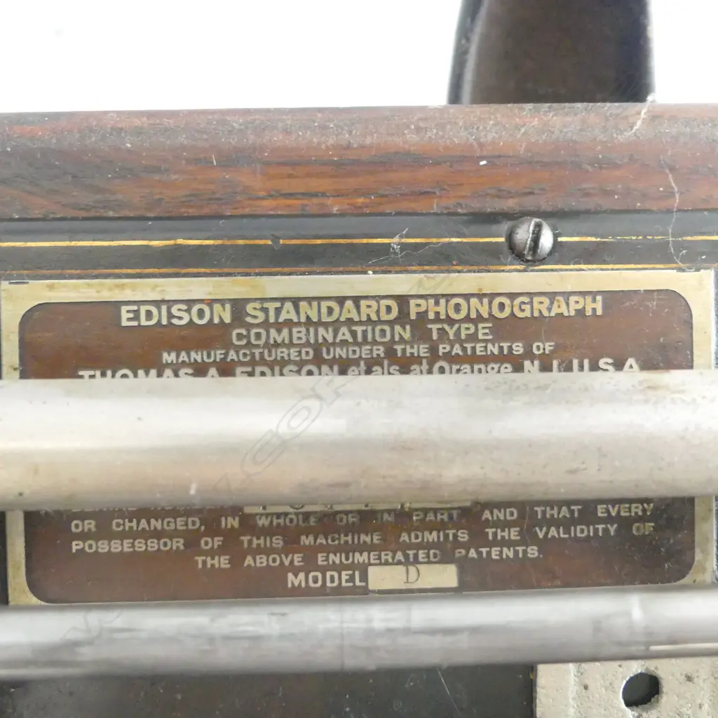 EARLY 20thC 'EDISON STANDARD PHONOGRAPH' CYLINDER PHONOGRAPH PLAYER oak cased w brass horn. No stylus Image 1++