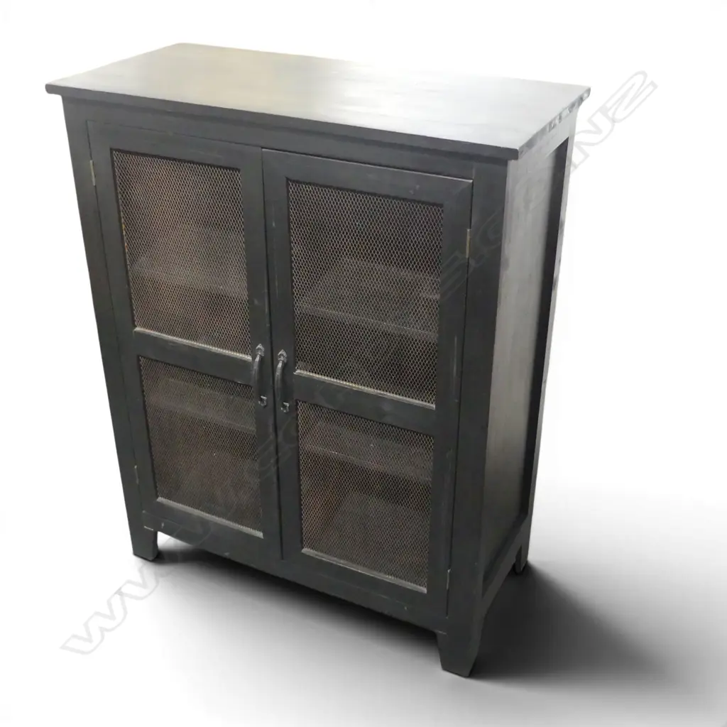 WOODEN RUSTIC CABINET WITH MESH DOORS 720x340x900mm Image 1++
