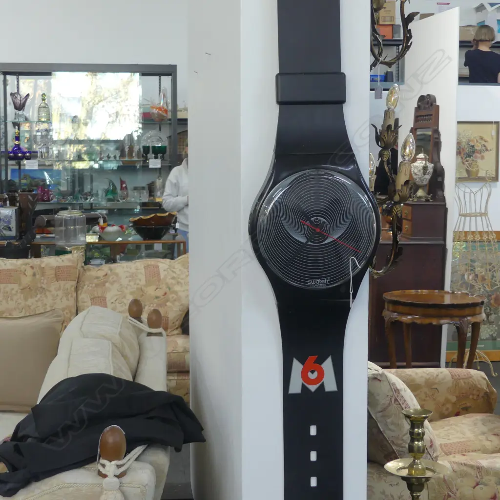 VINTAGE 1987 MAXI GIANT SWATCH WATCH 'VULCANO' '6M' L.210mm. Cracked at winder area Image 1++