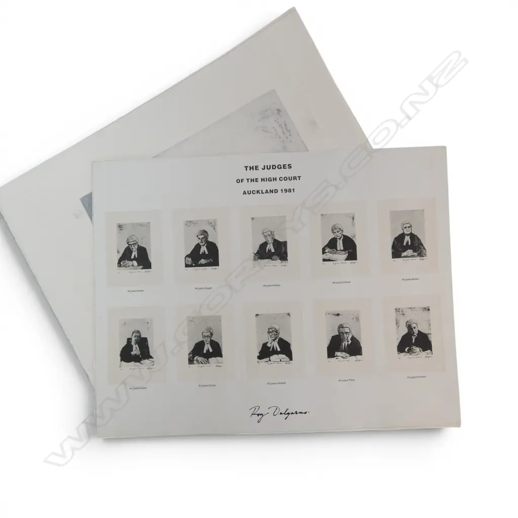 ROY DALGARNO 'THE JUDGES OF THE AUCKLAND HIGH COURT 1981' 10 ENGRAVINGS + COVER SHEET IN FOLIO 55/100 520x400mm Image 1++