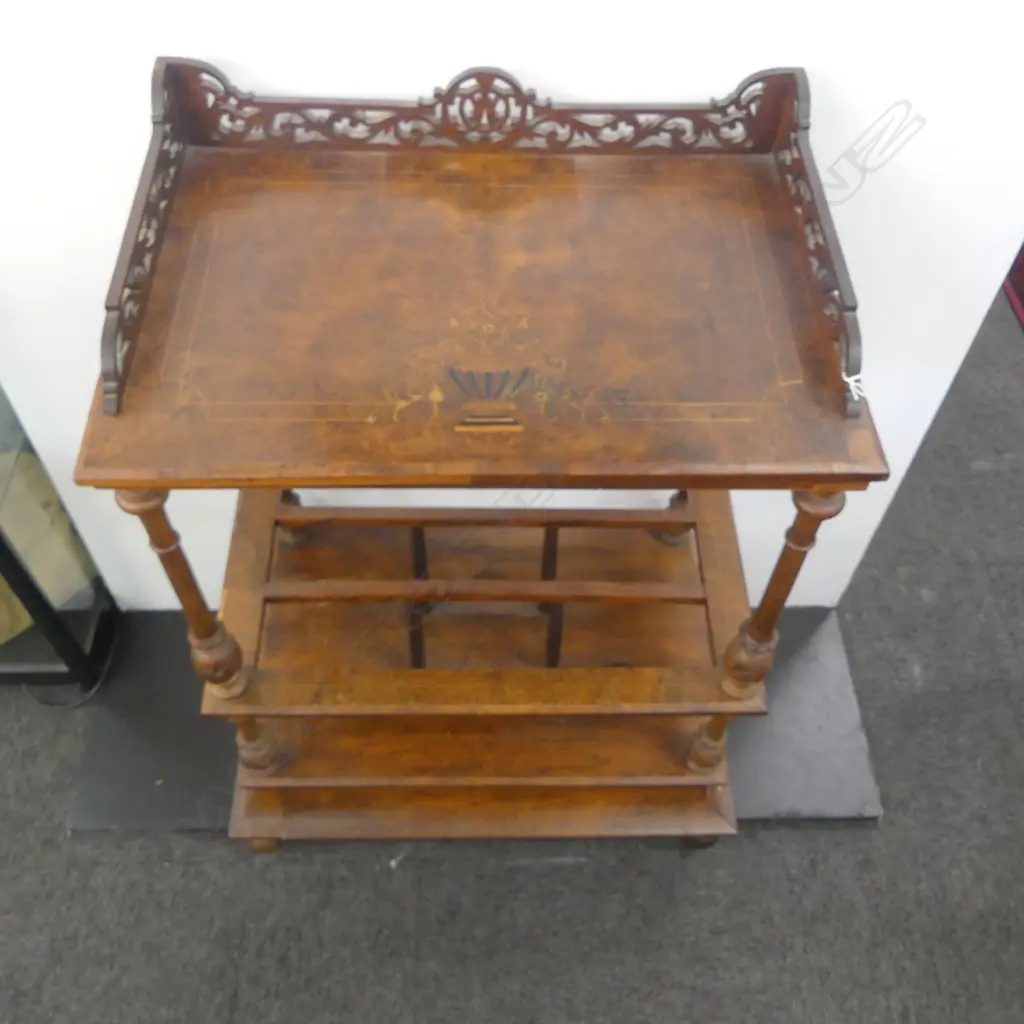 VICTORIAN INLAID BURR CANTERBURY MUSIC STAND  Image 1++