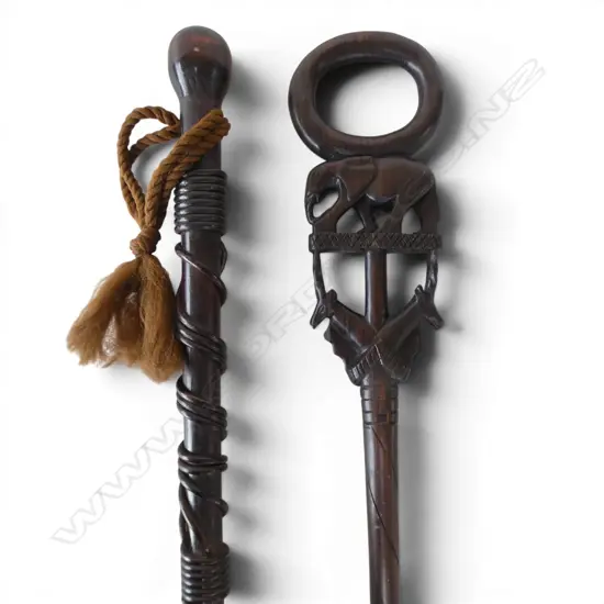 2 AFRICAN WALKING STICKS L.920mm