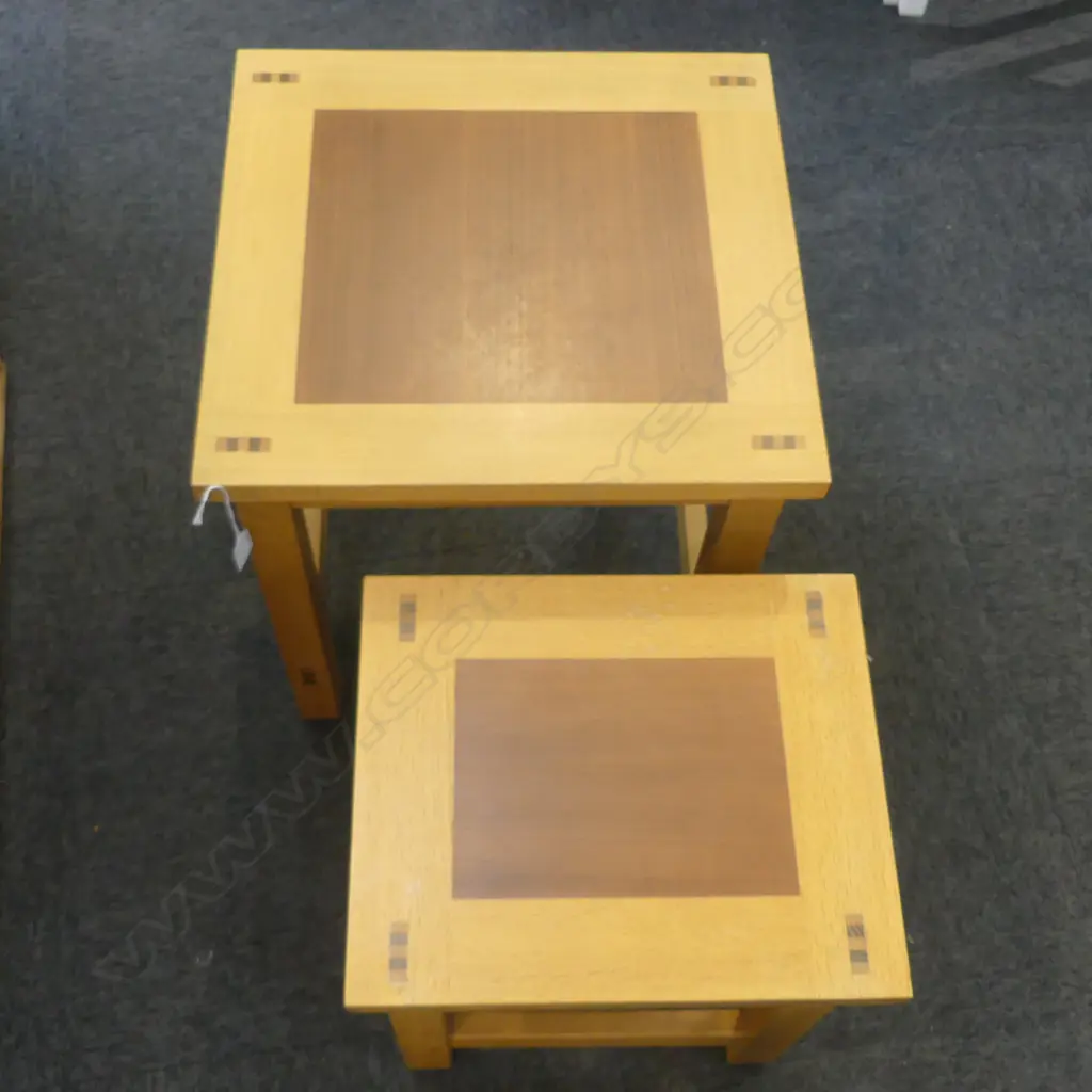 TWO MID-CENTURY MODERN STYLE SIDE TABLE - LARGE 510x440x440mm SMALL 420x380x380mm Image 1++