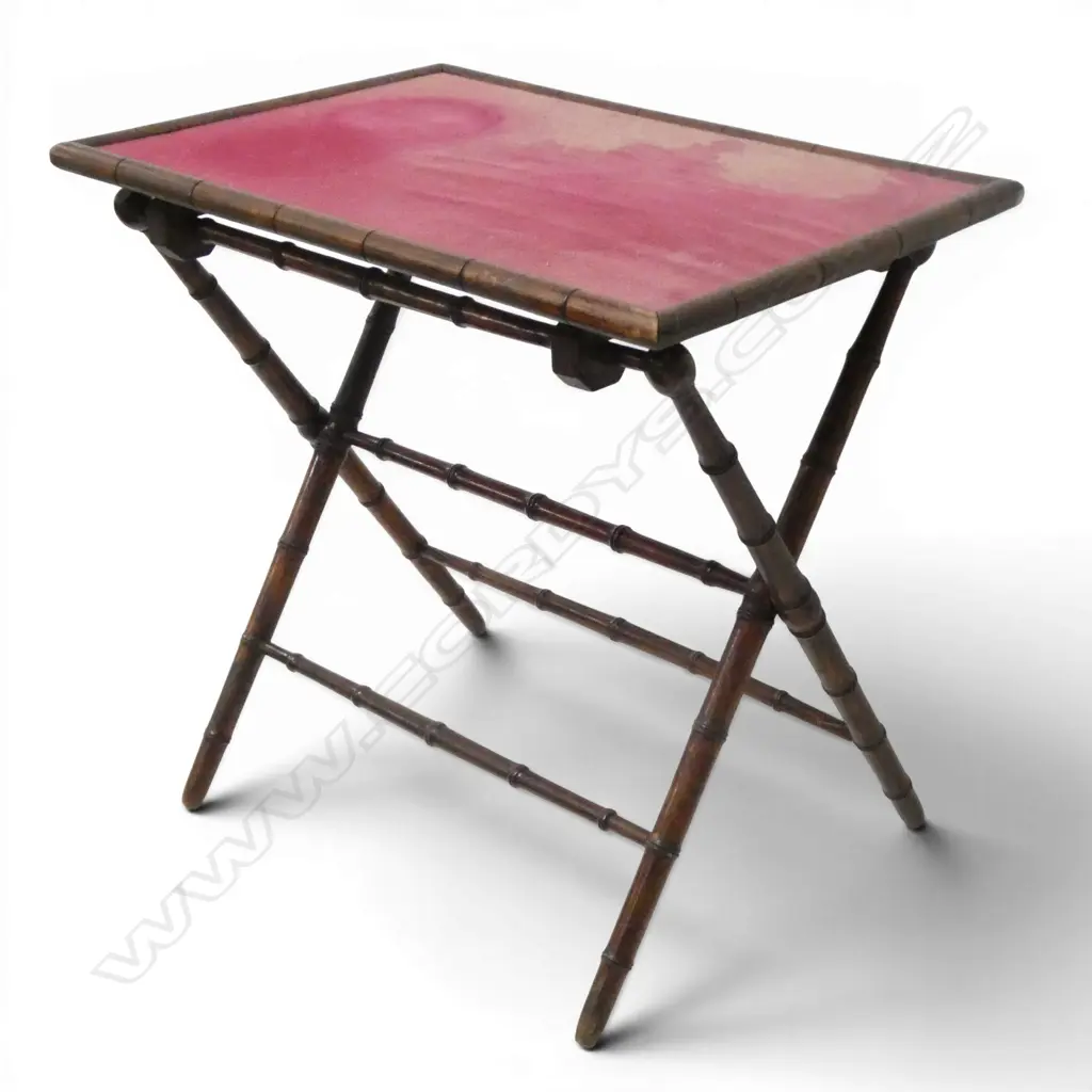 VINTAGE FOLDING TABLE, FAUX BAMBOO Image 1++