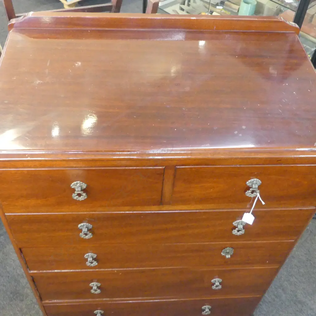 QUEEN ANNE MAHOGANY CHEST OF DRAWERS H.1090mm Image 1++