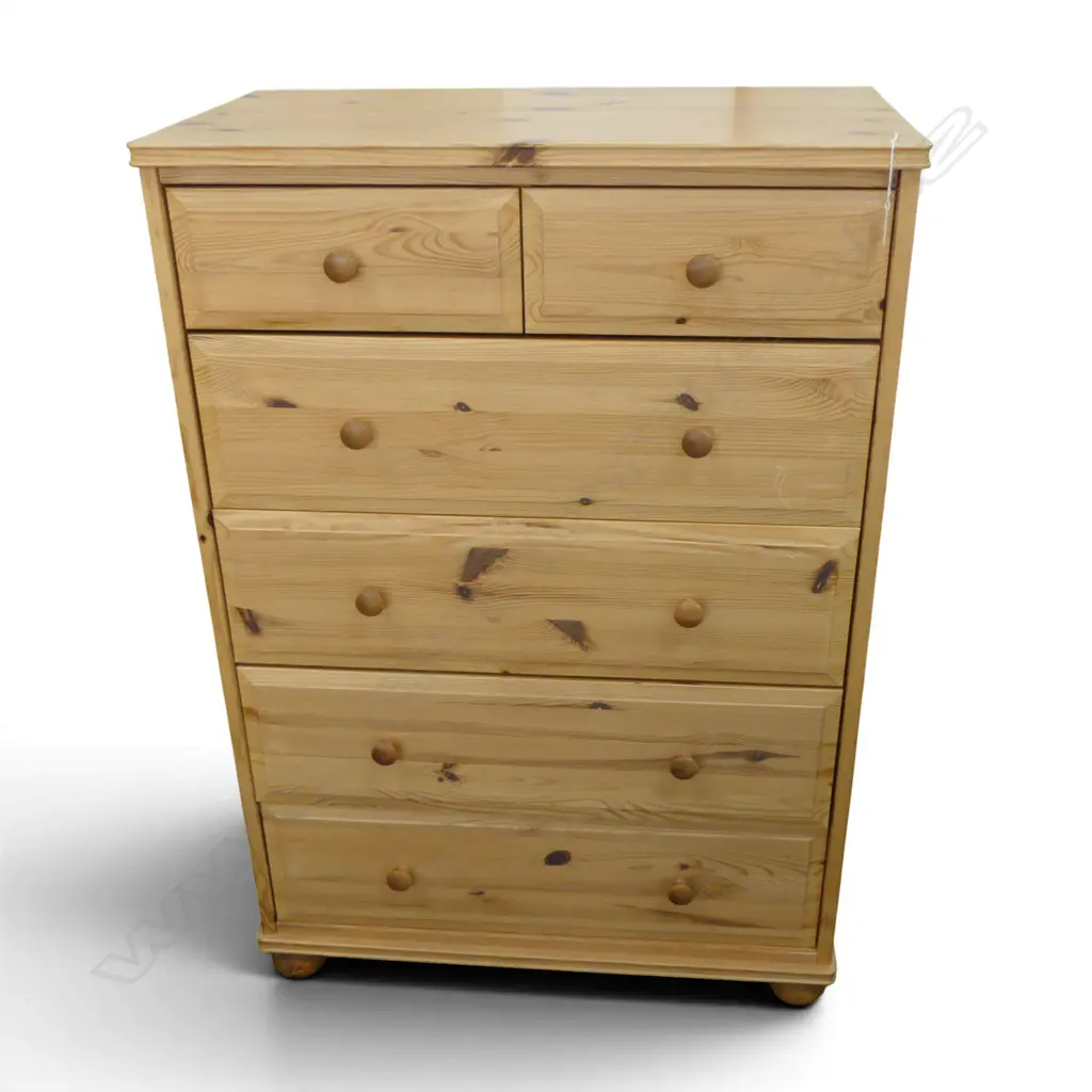 6 DRAWER PINE TALL BOY 800x440x1150mm Image 1++
