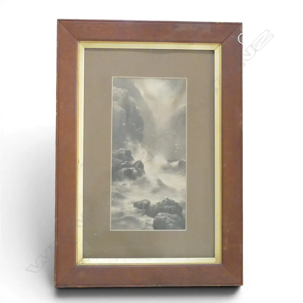 OCEAN ARWORK 440x215mm IN OAK FRAME 770x545mm overall Image 1++