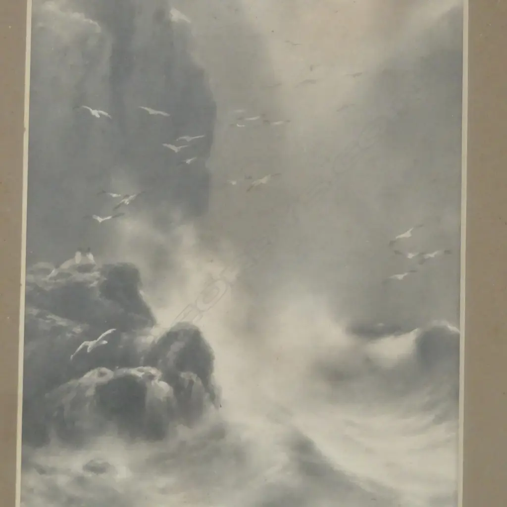 OCEAN ARWORK 440x215mm IN OAK FRAME 770x545mm overall Image 1++