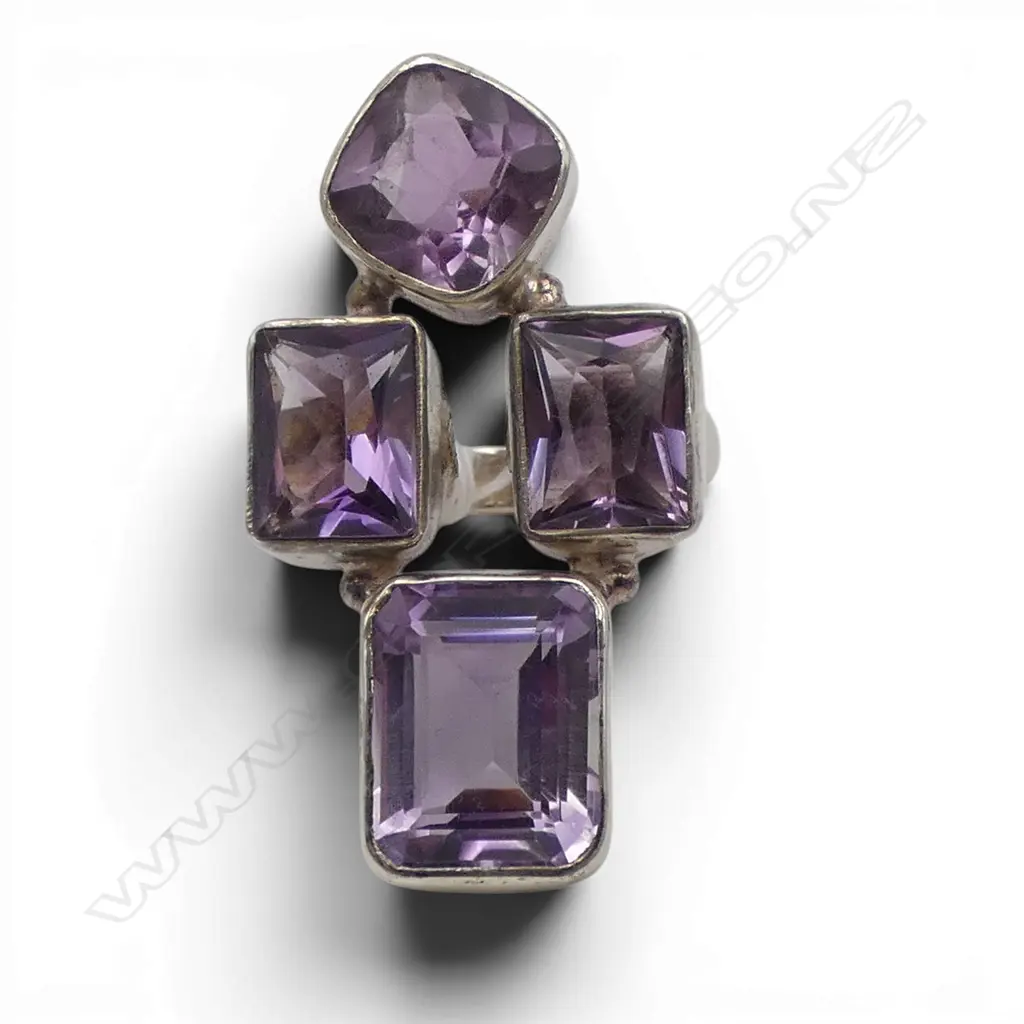 SILVER AMETHYST RING SIZE O Image 1++
