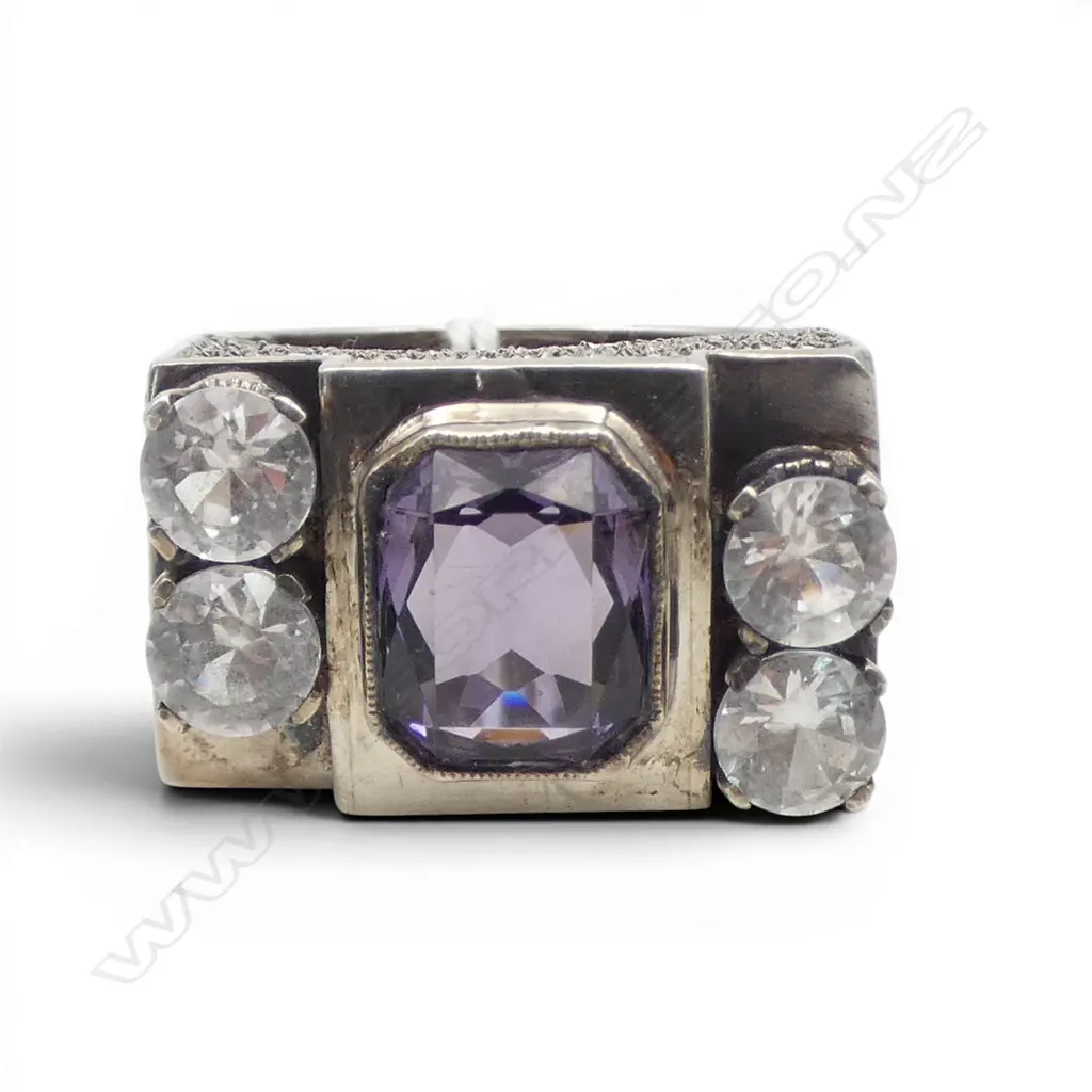 SUBSTANTIAL 5 STONE S/SILVER RING  17.3GMS (SIZE Z PLUS 2) Image 1++