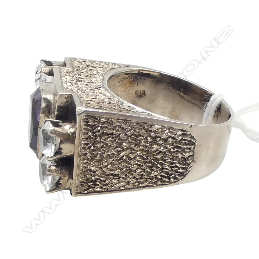 SUBSTANTIAL 5 STONE S/SILVER RING  17.3GMS (SIZE Z PLUS 2) Image 1++