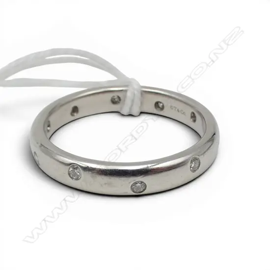 TIFFANY & CO PLATINUM ETOILE DIAMOND SET BAND 9.97gms + UNDATED VALUATION SIZE V