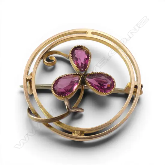 9ct ROSE GOLD & PINK TOURMALINE BROOCH pin not gold 2.31gms