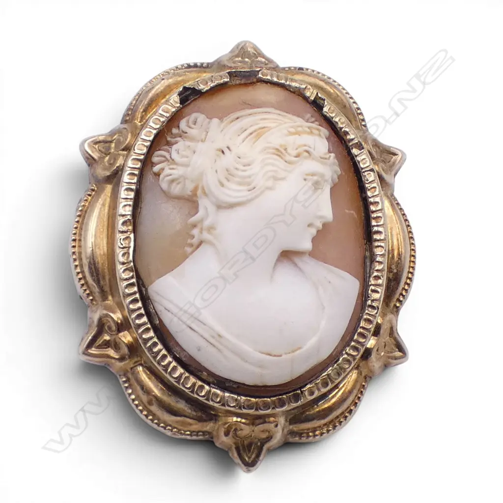 GOLD PLATED CAMEO BROOCH, 8.48gm Image 1++