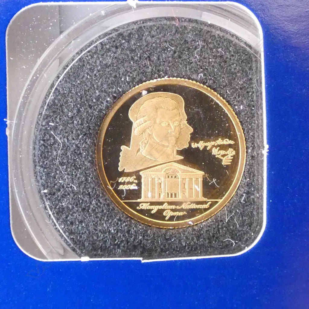 MACQUARIE MINT MONGOLIA 2005 MOZART .999 GOLD PROOF $10 COIN 1.224gms Image 1++