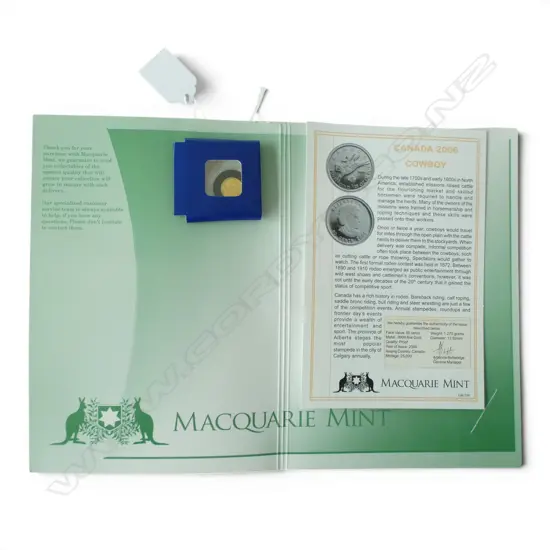 MACQUARIE MINT CANADA 2006 COWBOY .999 GOLD PROOF $10 COIN 1.270gms