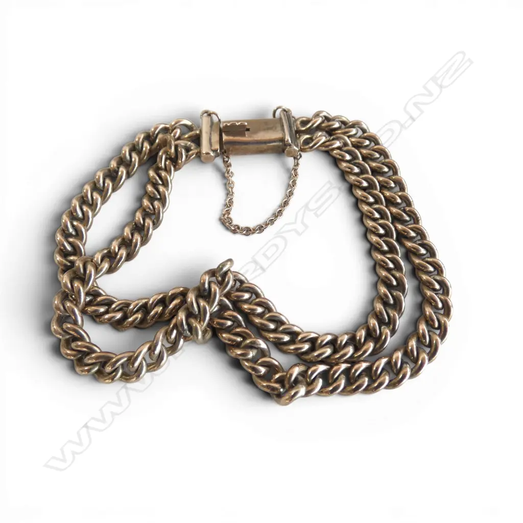 EARLY 20thC 9ct GOLD DOUBLE CHAIN curb link BRACELET 28gms Image 1++