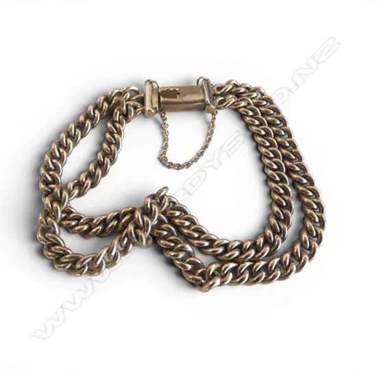 EARLY 20thC 9ct GOLD DOUBLE CHAIN curb link BRACELET 28gms
