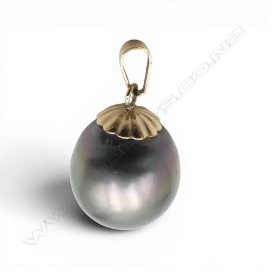 9CT TAHITIAN PEARL PENDANT L.25mm 4.8gms