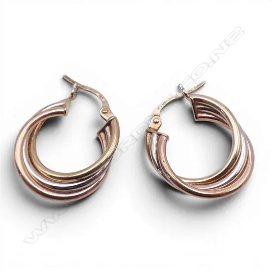 PR 9CT GOLD TRI COLOUR HOOP EARINGS 2.5GMS