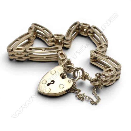 STERLING SILVER GILDED GATE LINK BRACELET 20gms