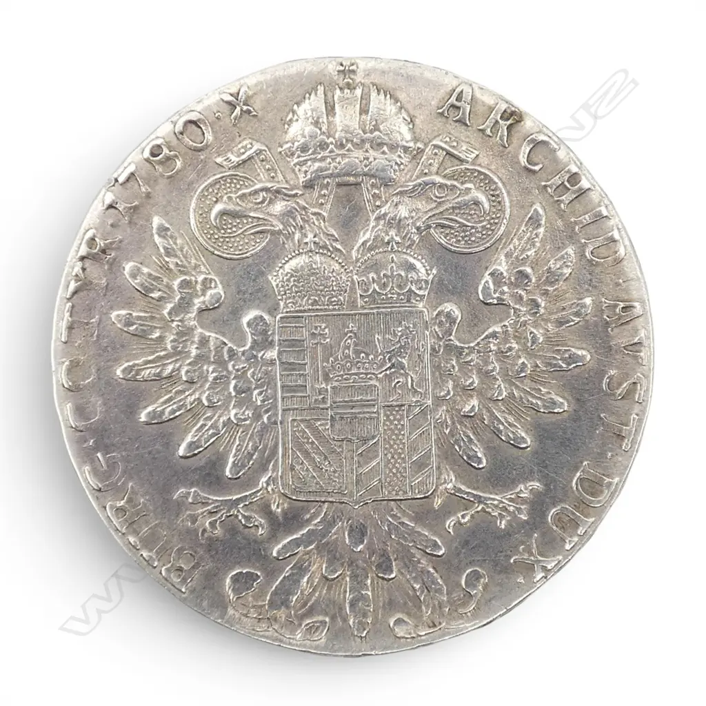 SILVER MARIA THERESA THALER 1780 COIN, 27.93gm, S.F. Schöbl and Füger Vienna Mint Image 1++