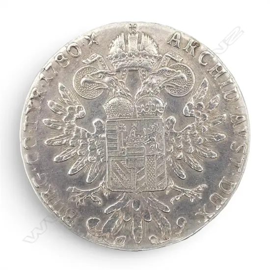 SILVER MARIA THERESA THALER 1780 COIN, 27.93gm, S.F. Schöbl and Füger Vienna Mint