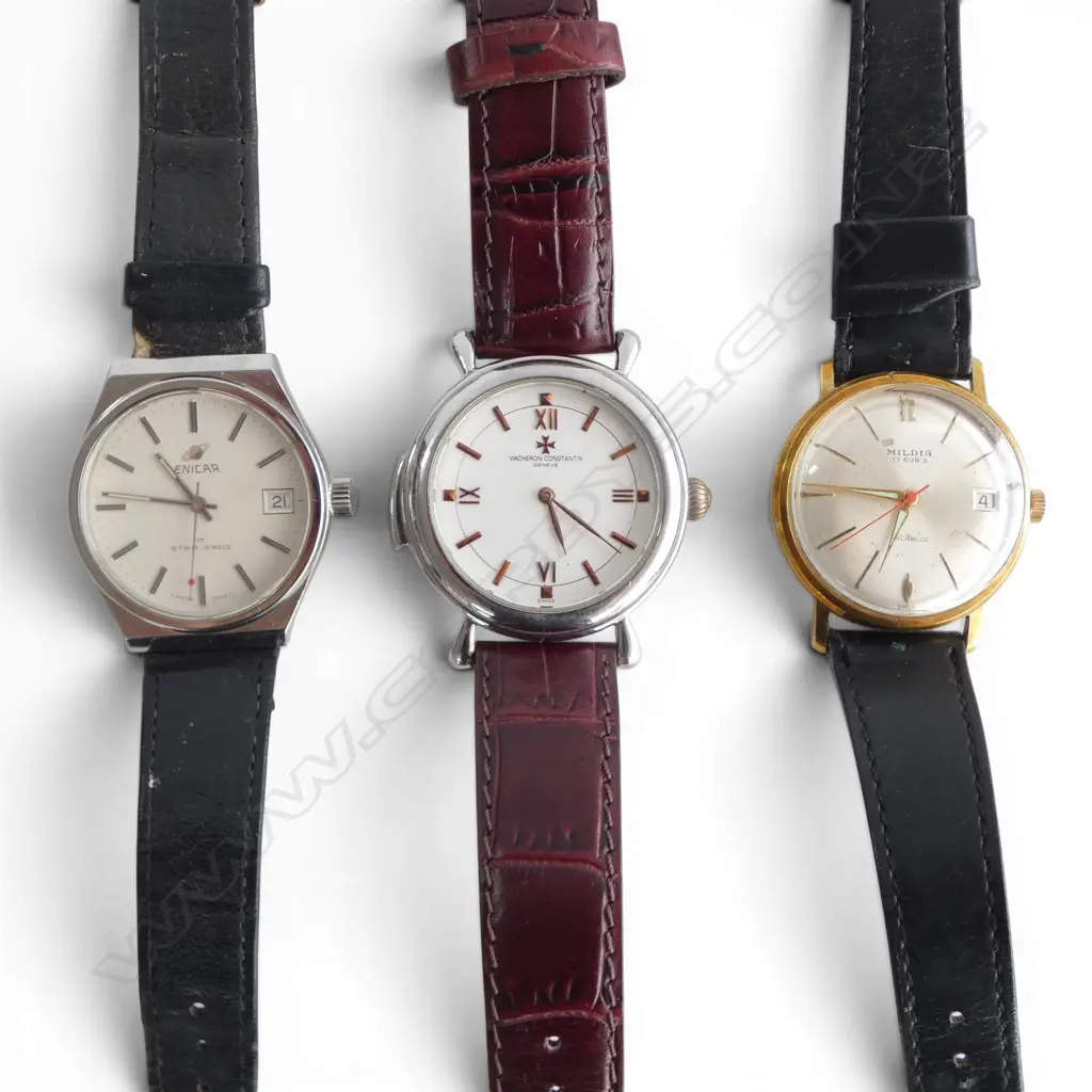 2 VINTAGE MENS WRISTWATCHES; MILDIA, ENICAR with one other Image 1++