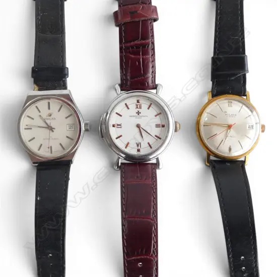 2 VINTAGE MENS WRISTWATCHES; MILDIA, ENICAR with one other