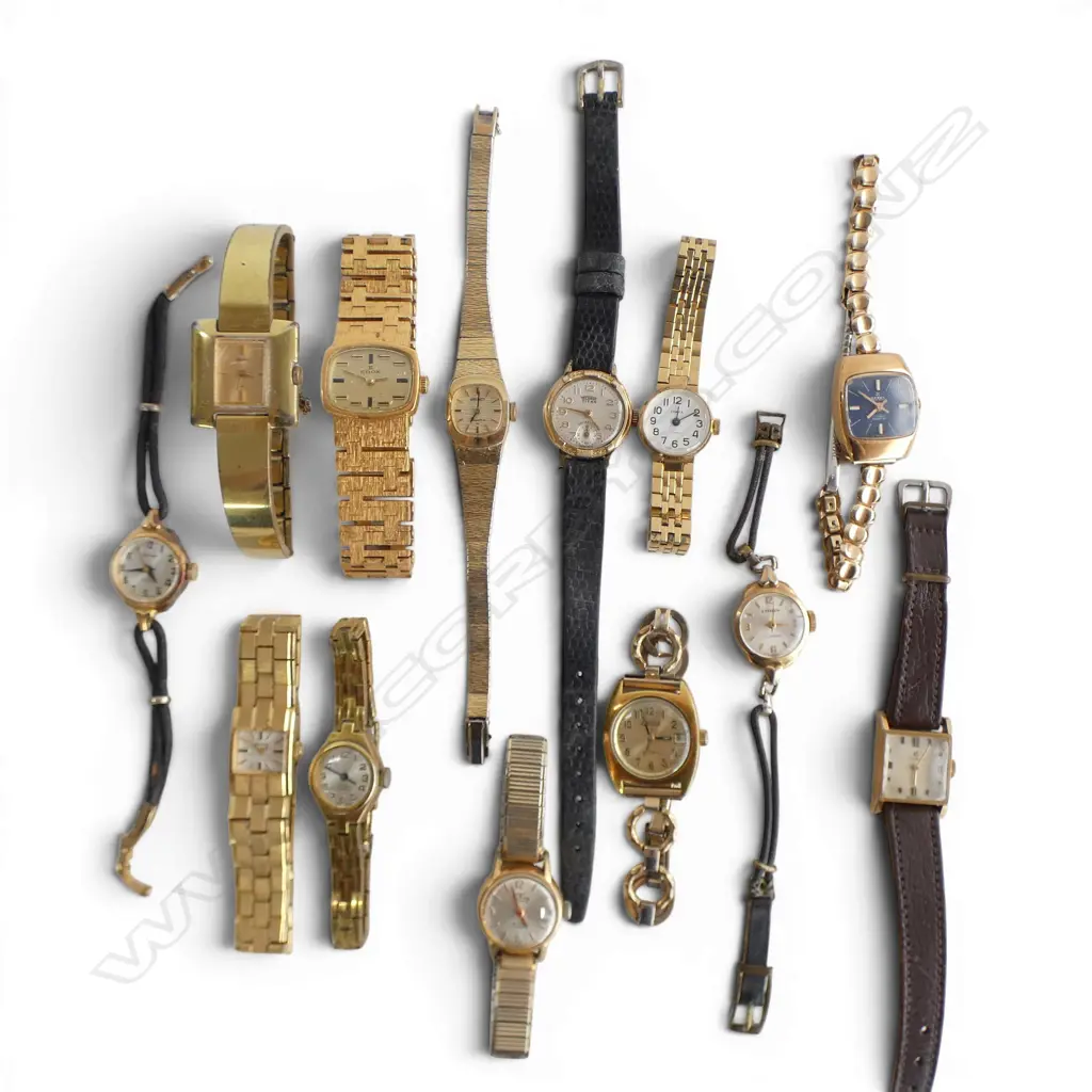 13 ASST. VINTAGE LADIES WRISTWATCHES; DAMAS, EDOX, TECHNOS etc Image 1++