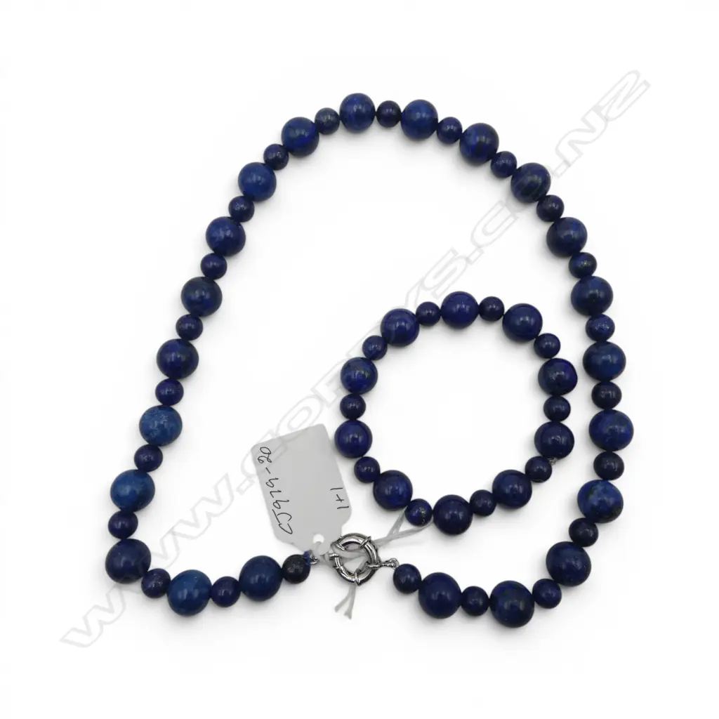 LAPIS LAZULI NECKLACE & BRACELET SET Image 1++