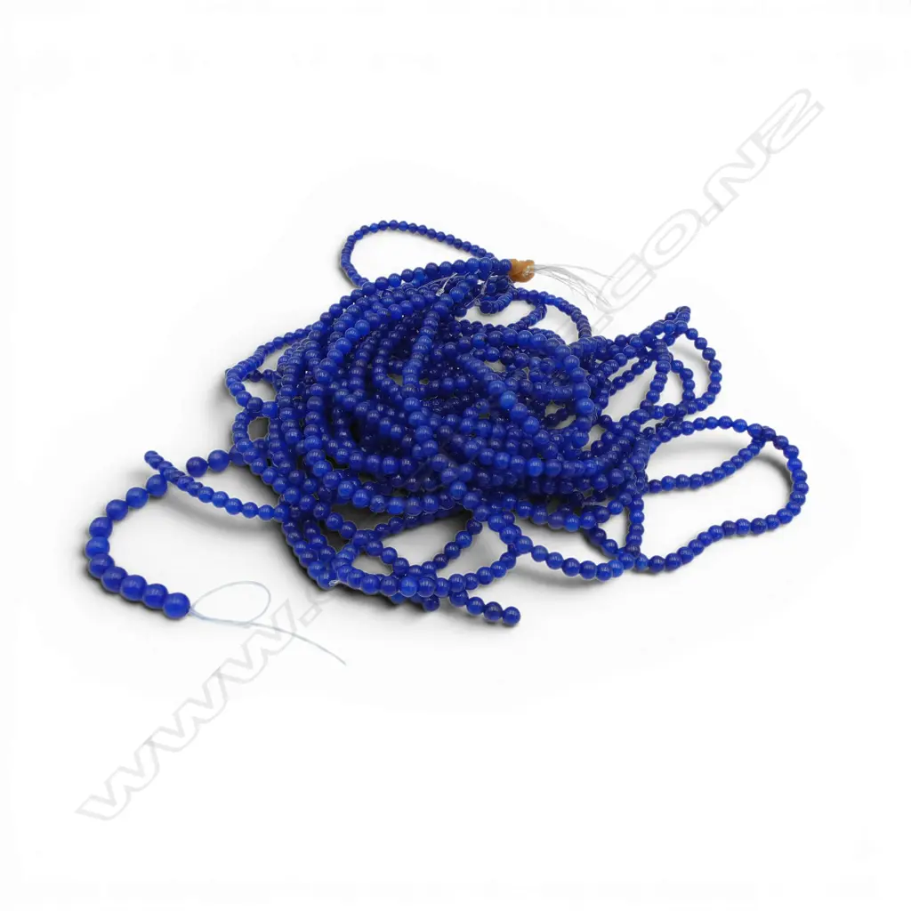 16 LAPIS? 4mm BEAD NECKLACES L.400mm. No clasps. Some beads loose. Old jeweller's stock Image 1++
