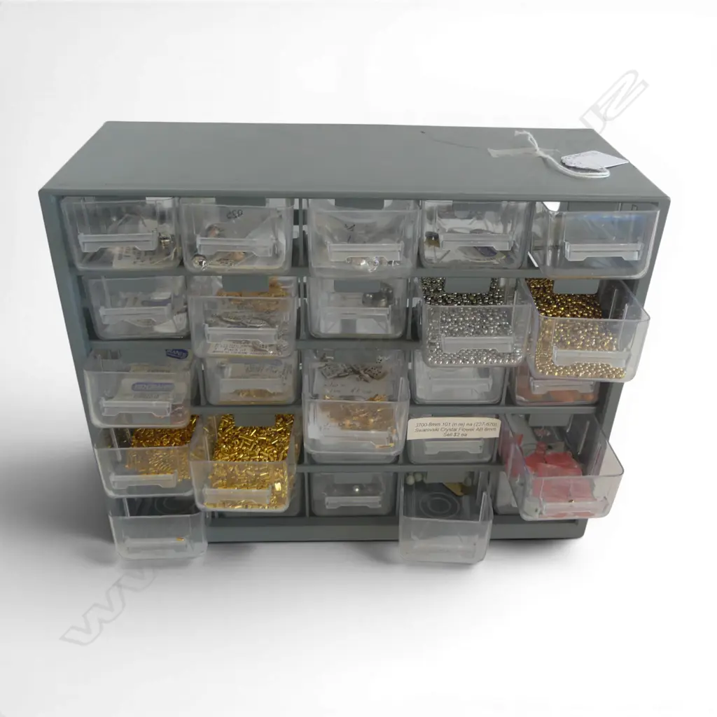 PLASTIC MULTI DRAWERJEWELLERY CONTAINER  CONTENTS BEADS CLIPS  CLASPS ETC L300MM H230MM Image 1++