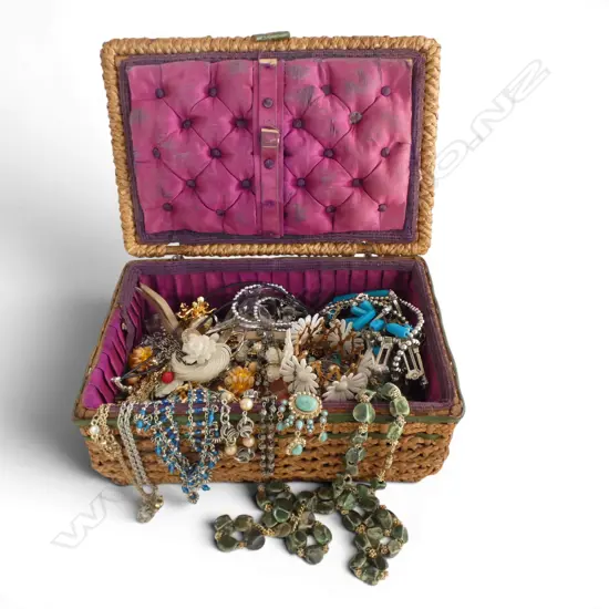 BASKET OF ASST. COSTUME JEWELLERY