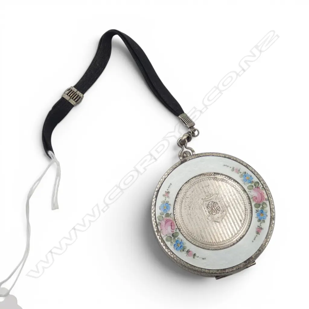 GUILLOCHE ENAMEL DOUBLE COMPARTMENT COMPACT 53mm dia Image 1++