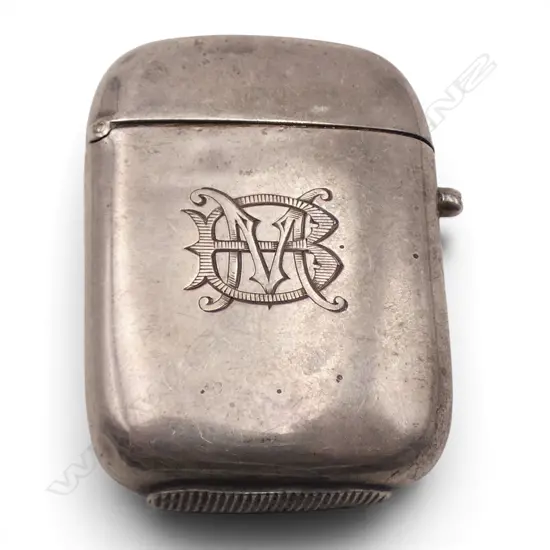 STG SILVER PLAIN VESTA. Birmingham 1876. Push button opening. 19gms