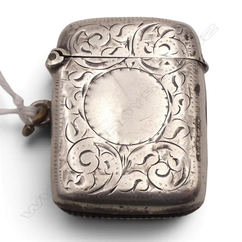 STG SILVER engraved VESTA W SUSPENSION LOOP Birmingham 1899. 20gms Image 1++