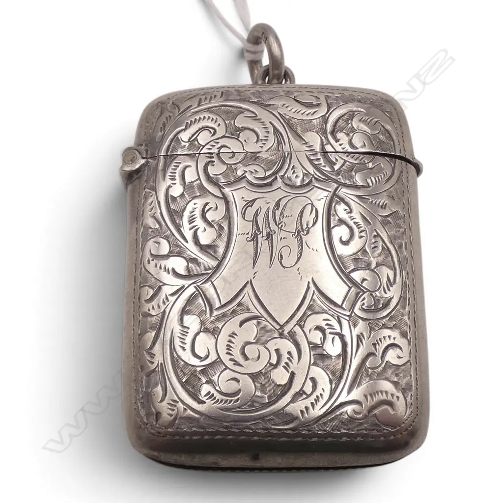 Birmingham 1899 SILVER ENGRAVED VESTA  24.8gms Image 1++