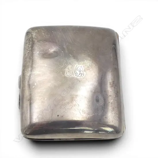 EARLY 20thC STG SILVER CIG. CASE assay mark rubbed 58gms