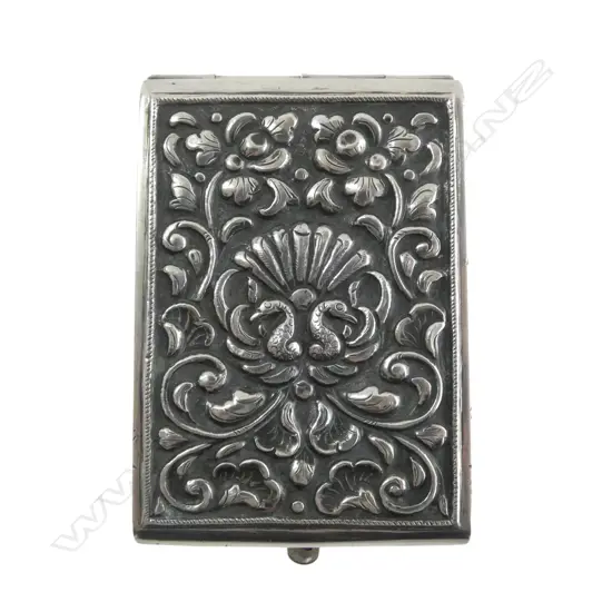INDONESIAN EXPORT 800 SILVER CARD CASE WITH ORNATE DESIGN 72GMS
