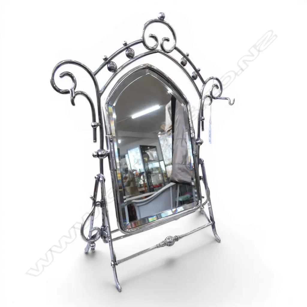 ORNATE  EDWARDIAN SILVER PLATED MIRROR  H345MM Image 1++